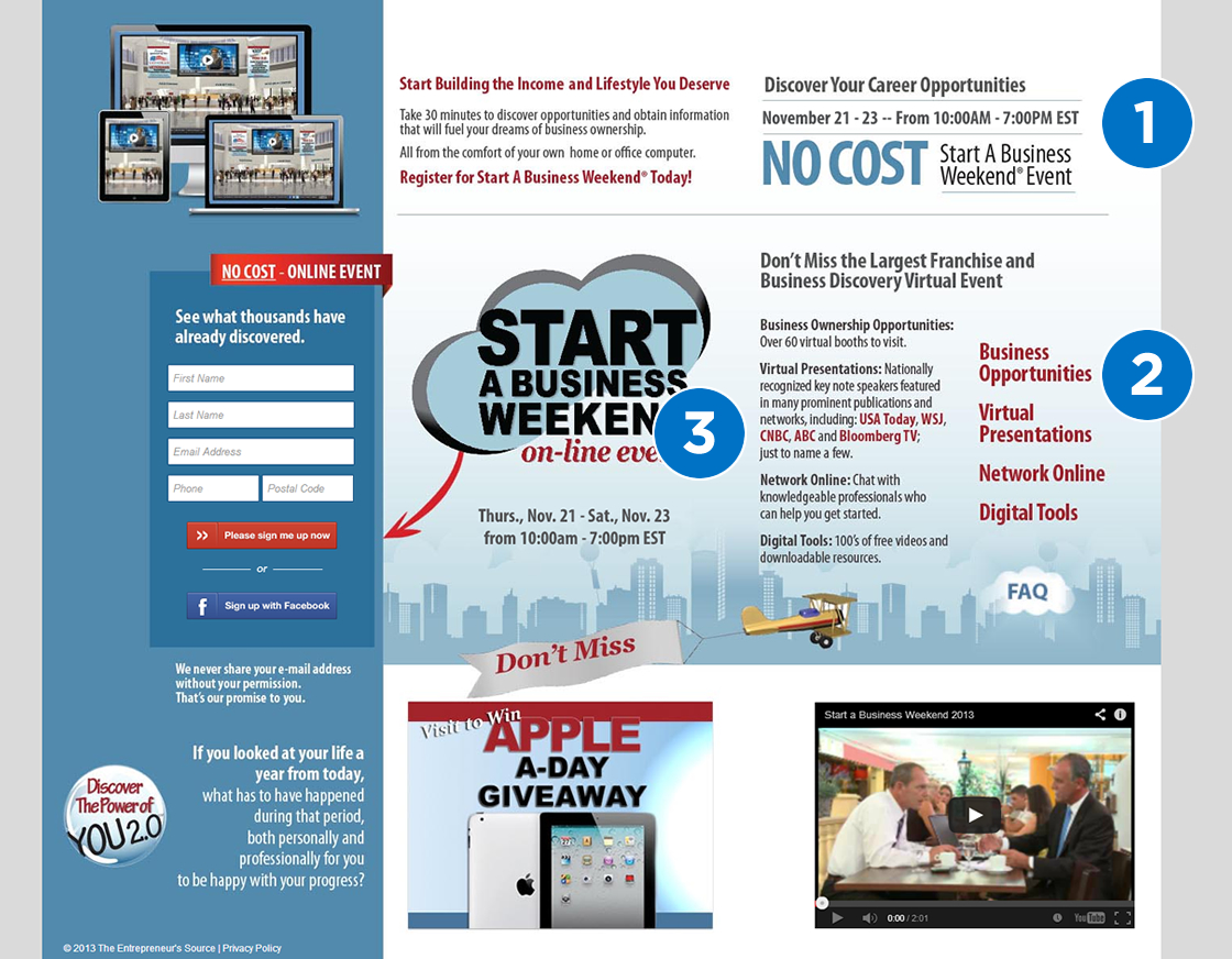 A Business Weekend Landing Page