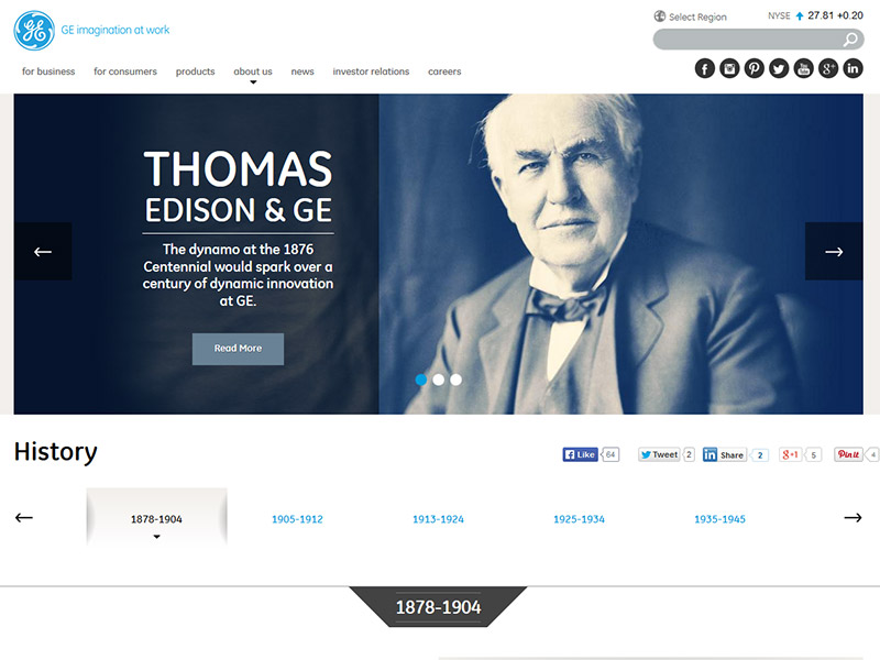 GE Company History Screenshot